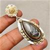Fatto a mano Ciondolo gioiello fatto a mano in argento sterling 925 con gemma fossile crep...