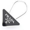 PRADA Portachiavi logo PRADA Triangolo 2PS06366AF0002 metallo argento nero NUOVO uomo