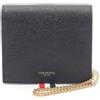 THOM BROWNE Card Case supporto catena cinturino FAW103A00198001 pelle Nero NUOVO