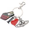 Vivienne Westwood Portachiavi Catena Metallo Pelle Sintetica Nero Rosso NUOVO