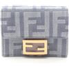 FENDI Baguette Zucca Portafoglio compatto triplo 8M0395AUT4F1SXQ tela azzurro