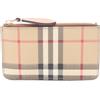 BURBERRY Portamonete Vintage Check 8094428 Pelle Tela Beige NUOVO Donna
