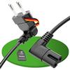 conecto cavo di alimentazione, spina Euro 90° a presa C7 IEC 90°, cavo di alimentazione Euro per elettrodomestici, 5.00m, nero