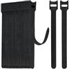 WSZJINB 70 pezzi Fascette Riutilizzabili Lunghe 15 cm, Fascette Nero Regolabili con Gancio e Anello per la Gestione dei Cavi, Cable Management，Organizer