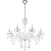 EGLO lampada a sospensione Carpento, lampadario 8 fiamme vintage shabby | chic, lampada a sospensione in acciaio e vetro cromato, bianco, per sala da pranzo e soggiorno con portalampada E14
