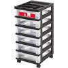 IRIS USA IRIS - Carrello in plastica con organizer superiore, 6 cassetti, colore: nero