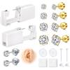 AVYRING Kit per piercing all'orecchio, confezione da 2 pezzi con pistola per piercing usa e getta indolore, con orecchini a perno con retro piatto da 20 g, kit di strumenti e forniture per donne e