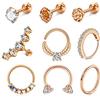 AVYRING 20G 16G Piercing Orecchio Cartilagine Acciaio inossidabile Cerchio Piercing Naso Septum Labbro Anello Trago Stud Piercing Orecchio Helix Daith Gioielli 9 Pezzi - Oro rosa
