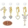 AVYRING 4 Pezzi Gioielli per Piercing Ombelico Finto, Clip Dorati per Donne, Anelli per Ombelico in Acciaio Chirurgico 316L, con Cuore e Farfalla