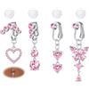 AVYRING 4 Pezzi Gioielli per Piercing Ombelico Finto, Clip Argentati per Donne, Anelli per Ombelico in Acciaio Chirurgico 316L, con Cuore, Farfalla e Cristallo CZ Rosa