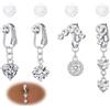 AVYRING 4 Pezzi Gioielli per Piercing Ombelico Finto, Clip Argentati per Donne, Anelli per Ombelico in Acciaio Chirurgico 316L, con Cuore e Farfalla