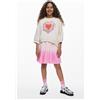 Desigual, abito 2 in 1 cuore, Bambini, Cotone, Bianco, 11/12