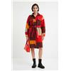 Desigual, Cappotto overshirt quadri, Arancione, L