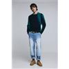 Desigual, pantalone di jeans patch, Uomo, Cotone, Blu, 34