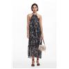 Desigual, Abito halter con illustrazioni floreali, Poliestere, Nero, L