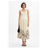 Desigual, Abito midi svasato a fiori, Bianco, L