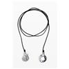 Desigual, Ciondolo multiposizione bagno argento cordoncino pelle Zalio, Nero, U