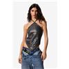 Desigual, Blusa senza maniche Masha Popova, Donna, Cotone, Blu, L/XL