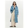 Desigual, Trench in denim con cintura, Donna, Cotone, Blu, M