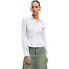 Desigual, camicia arricciata a righe, Donna, Bianco, L