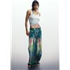 Desigual, jeans wide leg con stampa di vernice, Donna, Cotone, Blu, 36