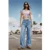 Desigual, Jeans dritti effetto inverso, Donna, Cotone, Blu, 34