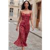 Desigual, Vestito a bretelle floccato, Donna, Poliestere, Rosso, L
