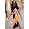 Desigual, Vestito lungo a fiori, Donna, Viscosa, Nero, XS