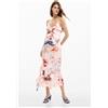 Desigual, Vestito a fiori con volant, Donna, Poliestere, Rosso, M