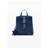 Desigual, zaino piccolo in denim con fiore, Donna, Blu, U