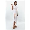 Desigual, Vestito floccato a maniche corte, Donna, Poliestere, Bianco, XL