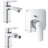 Grohe Cubeo Set 3 Miscelatori Rubinetto per Lavabo Bidet e Doccia Cromo ,