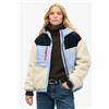Superdry per donna. W5011772A Giacca in pelle di pecora blu e bianco sporco [3189385], Casual, Poliestere