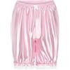 Satini Con Volant Pizzo Femminuccia Pieghettato Lolita Bloomer (Pantaloni) Pantaloncini Setoso Raso Pantaloni a Zucca (Bianco, L)