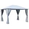 Gazebo da esterno fuenti impermeabile e tende laterali color grigio, 3x3,60xh2,63 m
