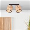 Lightbox faretto da soffitto a 2 fuochi in stile Nature - barra dei faretti con teste orientabili - metallo/rattan marrone/nero