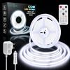 LUXONIC 24V COB Striscia LED 5M, 8MM,bianco freddo 6000K continuo Strisce LED, Luci LED dimmerabili con telecomando, fascia luminosa LED flessibile ultra luminosa CRI90+ per gabinetto, casa, TV, Feste