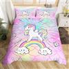 Homemissing Unicorno Ragazza Bambini Copripiumini Carino Animale Coperta Rosa Mermaid Scales Set Copripiumino 135x200cm Unicorno Arcobaleno Copripiumone Morbido Camera Decorazione