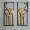 HKaikzo Set di 2 decorazioni da parete a forma di elefante, decorazione da parete africana, elefante dorato, decorazione da parete con animali per soggiorno, decorazione moderna in metallo (30 x 70