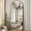 ZenoMirris Specchio intero 162 x 53 cm, a forma di arco, con cornice in alluminio, specchio da pavimento e da parete da appoggiare, appoggiare o appendere, per camera da letto e soggiorno, nero