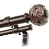 USFOOK Bastone per tende doppio da 2,5 cm, color bronzo, da 91 a 182 cm, finitura testurizzata in tessuto anticato, metallo, montaggio a parete, 2,7 kg, decorazione per la casa