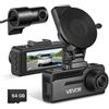VEVOR Dash Cam per Auto Anteriore Posteriore, Mini Telecamera per Auto 4K+1080P Scheda da 64 GB, Dash Cam per Veicoli Doppio Canale Risoluzione Schermo 960 x 376 px, GPS Integrato, Modalità Parcheggio