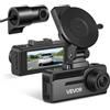 VEVOR Dash Cam per Auto Anteriore Posteriore, Mini Telecamera per Auto 4K+1080P, Dash Cam per Veicoli Doppio Canale Risoluzione Schermo 960 x 376 px, Scheda da 32 GB, GPS Integrato, 90 x 38 x 48 mm