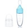 Aolso Set alimentatore per alimenti, Cucchiaio per alimenti in silicone, Biberon con cucchiaio, per uso alimentare sicuro- senza BPA (blu)