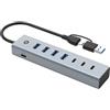 CONCEPTRONIC HUBBIES20GP 7 porte USB 3.2 Gen 1 Hub con alimentatore, 5 Gbps, USB-C x 3, USB-A x 4