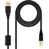 NANOCABLE - 10.01.1205 - Cavo USB 2.0 per stampante con ferrite, tipo A/M-B/M, maschio-maschio, nero, 5.0 mts
