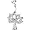 NovaNavel Piercing ombelico fiore di loto in argento