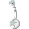 NovaNavel Piercing ombelico star ball bianco opale in argento