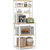 VASAGLE Scaffale Cucina, Mobile Cucina, Scaffale per Microonde, 6 Ripiani, 6 Ganci, Struttura in Acciaio, Stile Rustico, 40 x 60 x 167 cm, Rovere Dorato e Bianco Nuvola KKS024W09