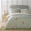 Fusion - Copripiumino Hattie The Cockapoo - Letto Singolo (140 x 200cm) - Disegni Reversibili (Gingham) - 1 Federa - Biancheria da letto verde con cani - Copripiumino a scacchi/plaid in naturale